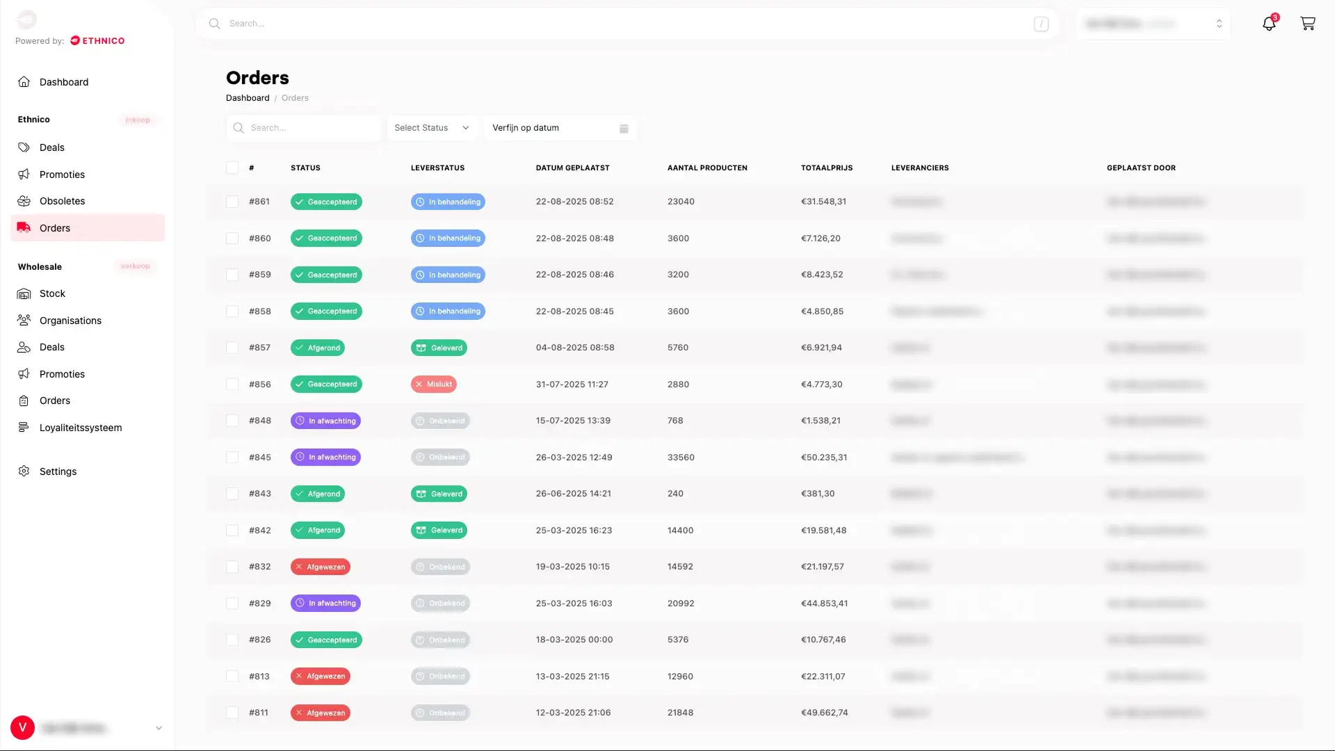 Ethnico App preview (orders)